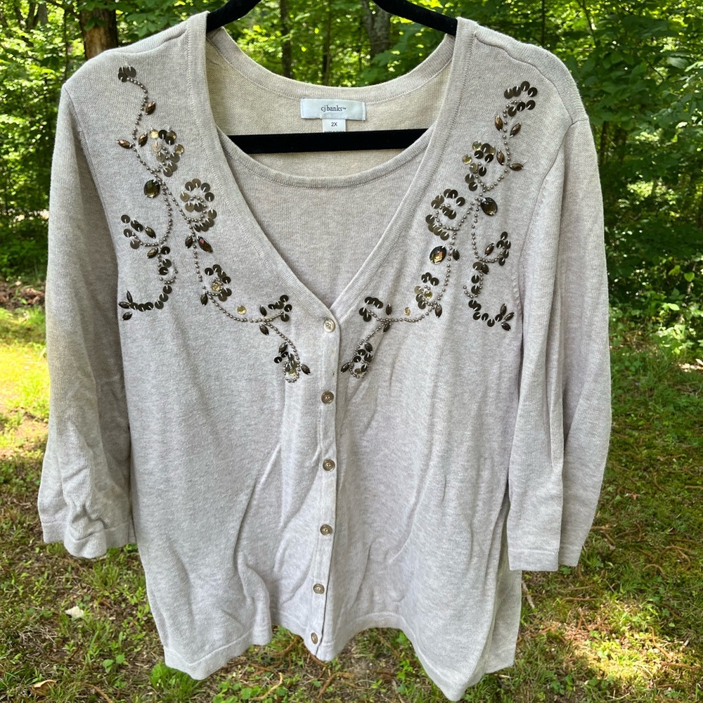 CJ Banks tan sweater 2X